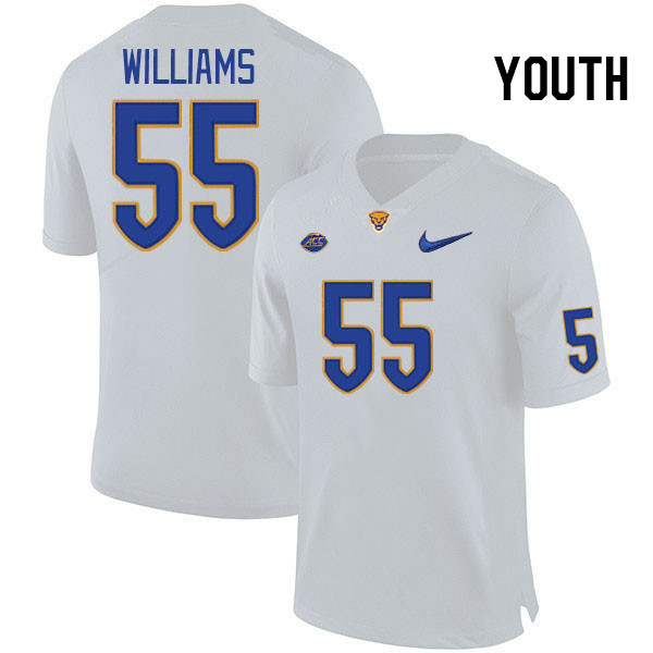 Youth #55 BJ Williams Pitt Panthers College Football Jerseys Stitched Sale-White